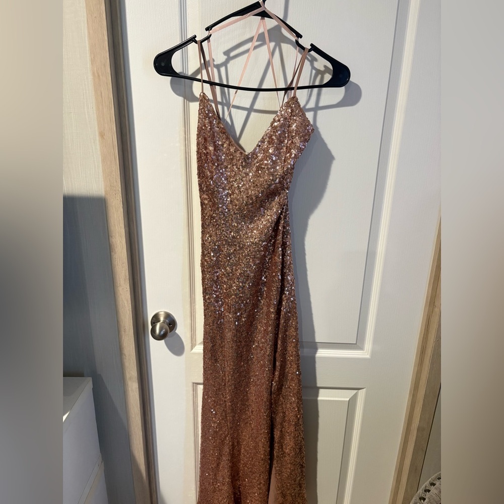 Fame and Partners Rose Gold Sequin Dress